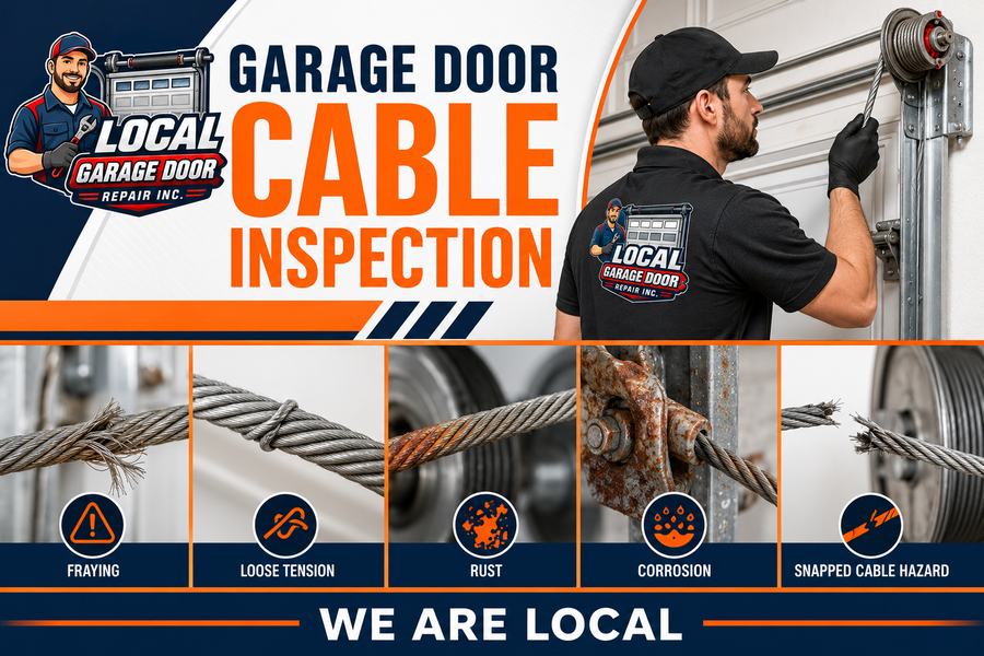 Cable inspection: fraying, slack, drum wrap and anchor wear - Local Garage Door Repair Inc, West Hollywood
