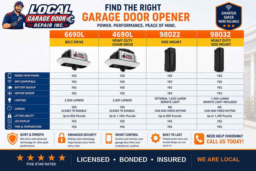 Opener models we install, service and carry parts for - Local Garage Door Repair Inc, West Hollywood