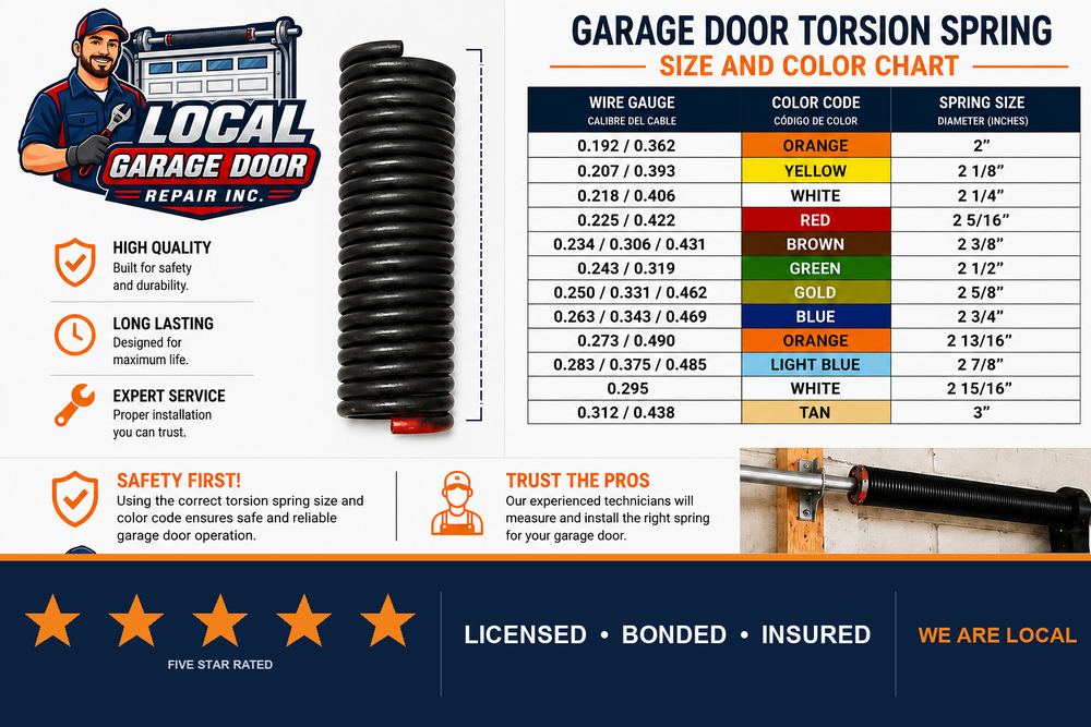 Garage Door Spring Size Chart in West Hollywood, California